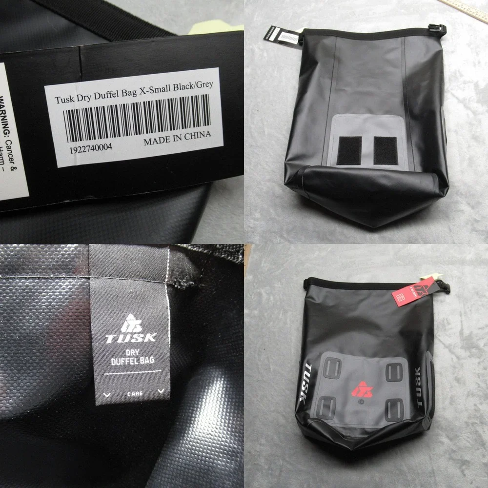 Tusk Dry Duffle Bag XS‎ Black/Gray Waterproof Motorcycle Gear Pack 10L NWD